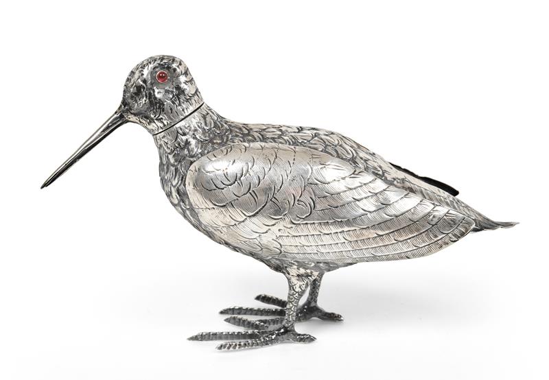 A Dutch Silver Pepperette in the Form of a Snipe, Maker's Mark and Date Letter Apparently Lacking,