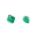 A Loose Pear Shaped Emerald, weighing 1.29 carat approximately; and A Loose Emerald-Cut Emerald,