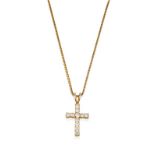 An 18 Carat Gold Diamond Cross Pendant on Chain, the cross motif formed of round brilliant cut