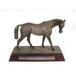 A Silver Plate Model of a Horse, Modelled by Frederick 'Fred' Meldrum, Dated 1973, realistically