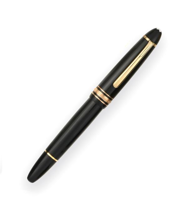 A Montblank Meisterstuck No 146 Fountain Pen, Numbered IH1067300, the black resin barrel with gilt