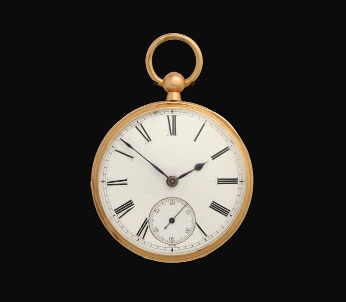 An 18 Carat Gold Open Faced Pocket Watch, 1877, gilt fusee lever movement, split bimetallic balance,