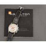 A Stainless Steel Calendar Chronograph Wristwatch, signed Hamilton, model: Jazz Master, ref:
