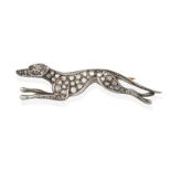 A Diamond Greyhound Brooch, realistically modelled as a racing greyhound, set throughout with