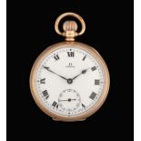 A 9 Carat Gold Open Faced Pocket Watch, signed Omega, circa 1920, (calibre 19LB) lever movement