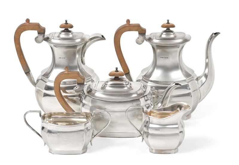 A Five-Piece Elizabeth II Silver Tea and Coffee-Service, by Harrison Fisher and Co., Sheffield,