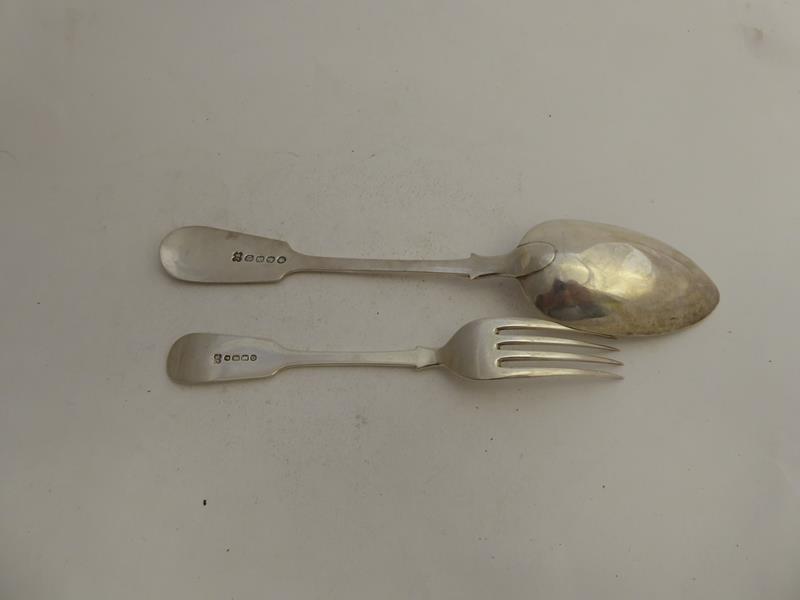 A Victorian Silver Table-Service, Mostly by John Stone, Exeter, 1860, single struck Fiddle Shell - Image 4 of 5
