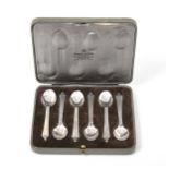 A Cased Set of Six Danish Silver Coffee-Spoons, by Georg Jensen, Copenhagen, With English Import