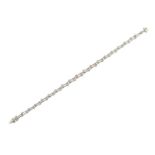 An 18 Carat White Gold Diamond Double Row Bracelet, formed of round brilliant cut diamonds in rubbed