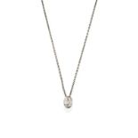 A Diamond Solitaire in a Pendant on Chain, the oval cut diamond in white rubbed over setting, on a