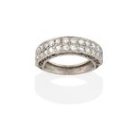 A Diamond Half Hoop Ring, formed of two rows of thirteen eight-cut diamonds in white pavé