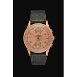 An 18 Carat Gold Chronograph Wristwatch, signed Exactus, Chronographe, circa 1950, lever movement,