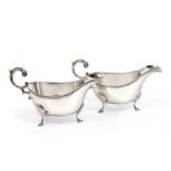 A Pair of George VI Silver Sauceboats, by William Hutton and Sons, Sheffield, 1937, each oval and on