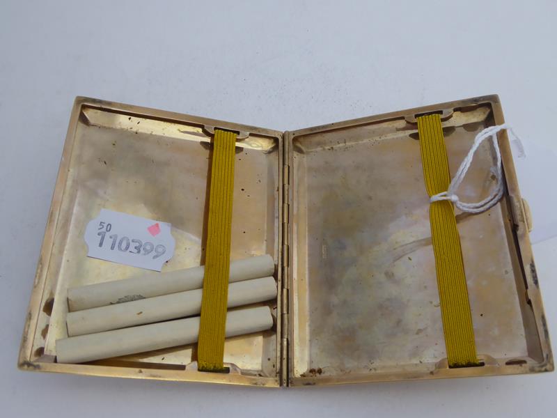 A George V Gold Cigarette-Case, by John Henry Wynn, Birmingham, 1927, 9ct, oblong, the hinged - Image 4 of 6