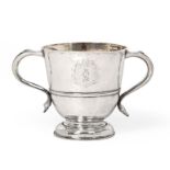 A Queen Anne Provincial Silver Two-Handled Cup, by John Langwith, York, 1709, inverted bell-shaped