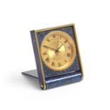 A Faux Lapis Lazuli Calendar Centre Seconds Alarm Travelling Timepiece, signed Jaeger LeCoultre,