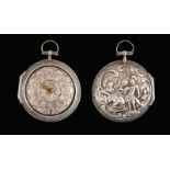 A Silver Pair Cased Verge Repousse Pocket Watch with Champleve Dial, signed Wilders, London, 1785,