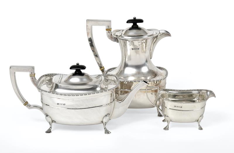 A Three-Piece George V Silver Tea-Service, by Fenton Brothers Ltd., Sheffield, 1910, each piece