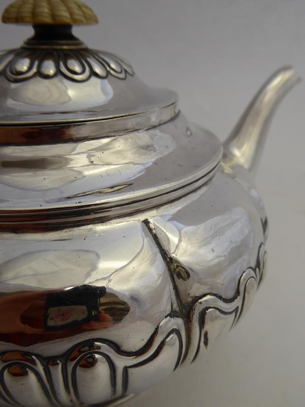 A Three-Piece George III and George IV Silver Tea-Service, by Joseph Angell, London, 1819 and - Image 10 of 27