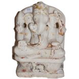 An Indian carved alabaster and polychrome devotional statue of the Lord Ganesh (a.f.) Circa 1900-