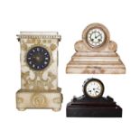 A Victorian slate mantel clock and two other 19th century mantel clocks (3)