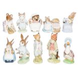 Beswick Beatrix Potter figures including: 'Hunca Munca', 'Foxy Whiskered Gentleman', and 'Tom