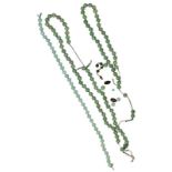 Three sections of jade bead necklaces (a.f.)