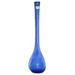 A Daum blue glass solifleur vase, ribbed body, signed Daum France, 65cm high