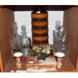 A quantity of mixed ceramics and glass, including five cut glass decanters, Onyx cigar box with