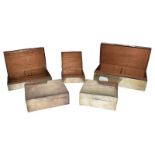 Five various silver cigarette-cases, each wood lined (5)