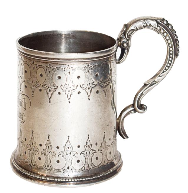 A Victorian Silver Christening Mug, by James & Josiah Williams, Exeter, 1867, tapering and