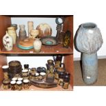 A quantity of studio pottery including two examples by Clive Brooker together with a quantity of