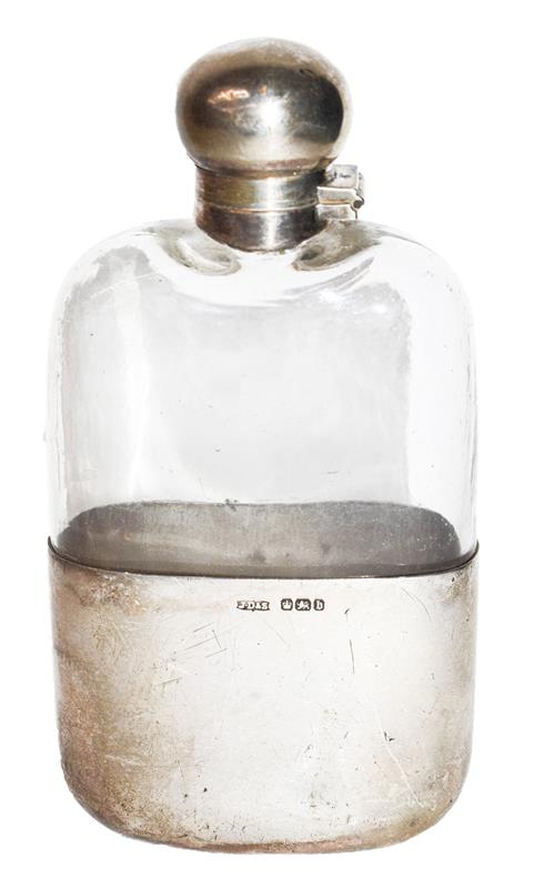 A Victorian Silver-Mounted Glass Spirit-Flask, by James Dixon and Sons, Sheffield, 1894, oblong