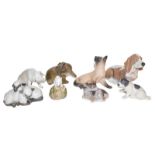 Eight Royal Copenhagen and Bing a Grondahl animal figures