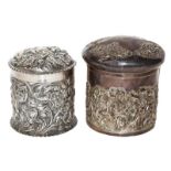 Two Victorian Silver Dressing-Table Jars, One by William Comyns, London, 1892, the other by H.