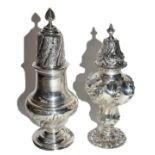 A Victorian Silver Sugar-Caster, Maker's Mark Rubbed, London, 1896, spiral-fluted, each flute