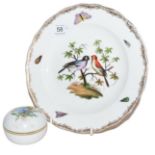 A Meissen plate (second) and a Meissen dish and cover (2)