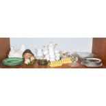 German pig porcelain groups, German sailor tobacco jar, hen egg holder, decorative ceramics, large