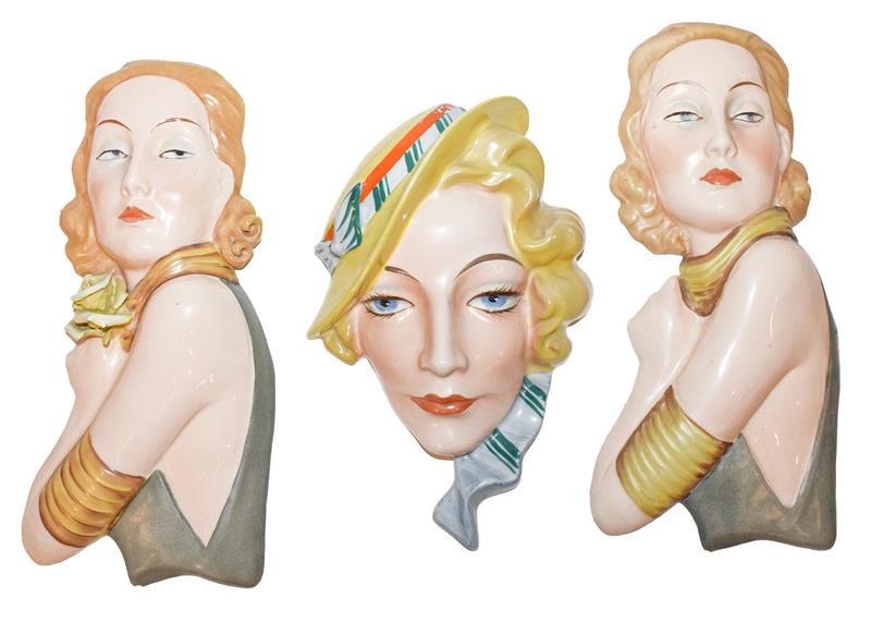 Two similar Czechoslovkian wall plaques of Marlene Dietrich, part of the Harriman Judd collection