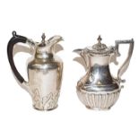 A Victorian and A George V Silver Hot-Water Jug, the first Maker's Mark JFL, Chester, 1893, the