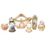 A quantity of Royal Worcester and Hadley's blush ivory, including a twin spout centre piece, pattern