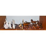 A group of 20th century ceramics, seven Lladro figures, Beswick brown horses, Border Fine Arts,