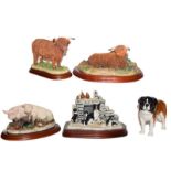 Border Fine Arts Studio models: 'Highland Bull (lying)', model No. A4068 and 'Highland Bull' model
