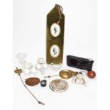 A group of miscellaneous items including a silver signet ring, a reproduction Constantine coin,