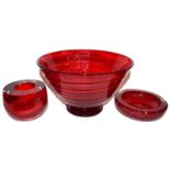 Three Whitefriars glass bowls