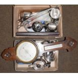 A quantity of silver plated items, including a horn handled carving set by Allen Darwin,