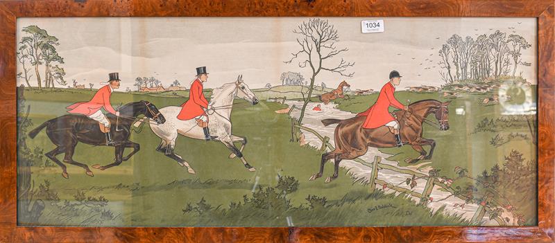 After Charles Baldock, a set of three hunting prints, 36cm by 90cm (3)