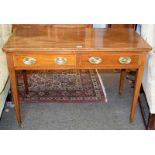 A mahogany inlaid two-drawer side table, 107cm by 51cm by 76cm