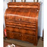 A 19th century mahogany cylinder desk, 110cm by 60cm by 126cm