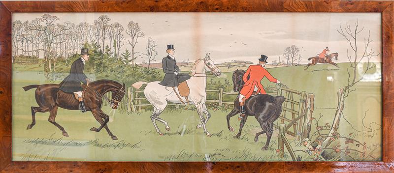 After Charles Baldock, a set of three hunting prints, 36cm by 90cm (3) - Image 3 of 3